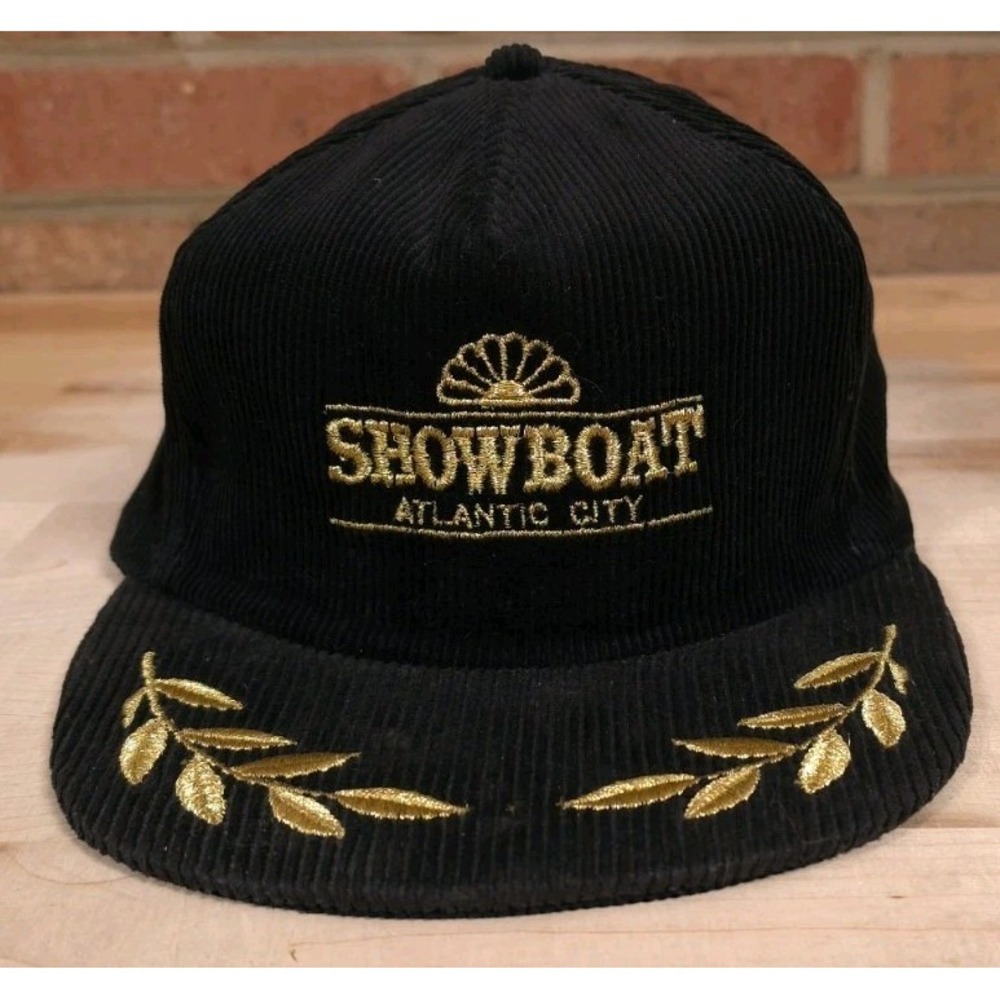 Showboat Casino Atlantic City Black Corduroy Hat Cap Snapback